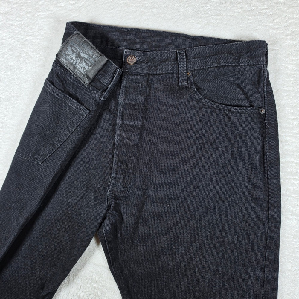 Levi 501 Original Fit Mens 42/30 Black Straight Leg Button Fly Jeans S40175